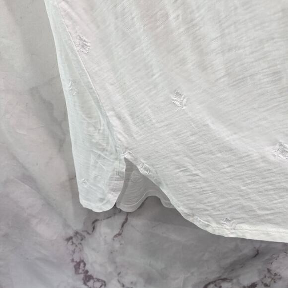 J Jill Tank Top Womens Large Tall White Tank Button Up Tonal Embroidered Tunic - Picture 9 of 10